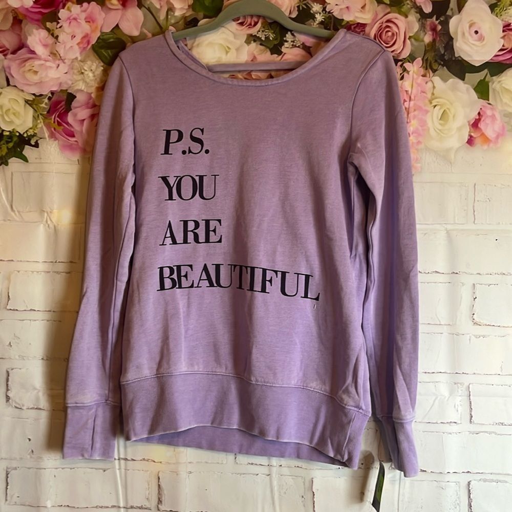Women’s NWT Xs Ideology Oversized Inspiring Cutout Back purple Active Sweatshirt